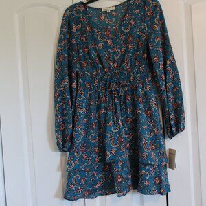NWT BeBop Fall Floral Boho Flowy Long Sleeve Dress Size Medium
